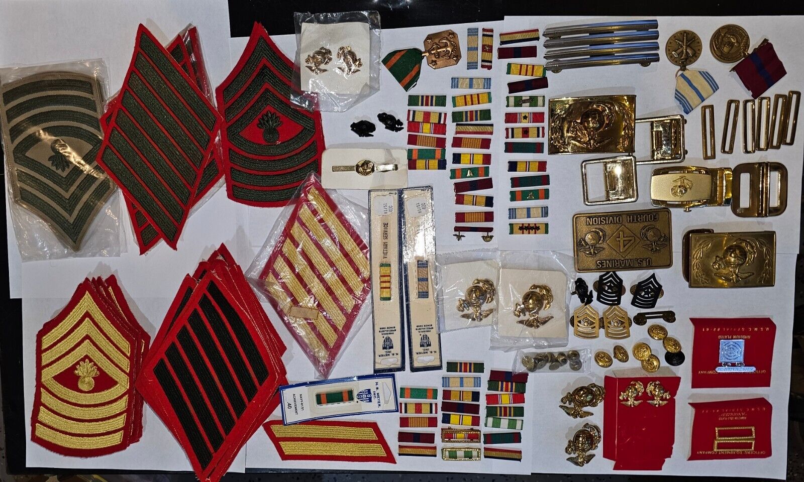 Mixed Lot Vintage Marine Corps Pins Patches Belt Buckles USMC MILITARY 
