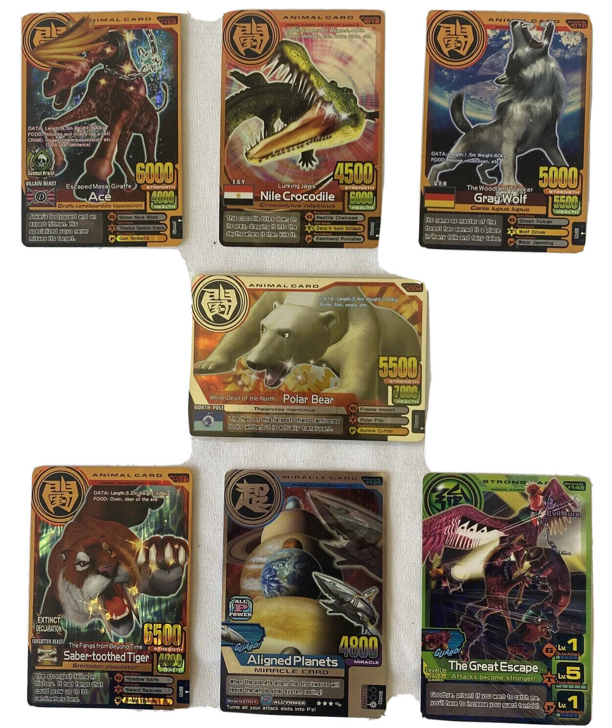 Animal Kaiser Trading Cards Animal Strong and Miracle Cards Evolutions Near Mint