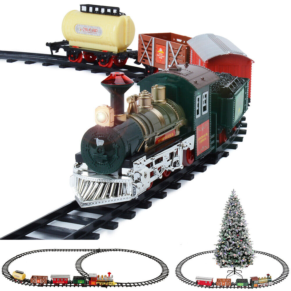 Premium Electric Christmas Train Tracks Set w/ Lights Sound Kids Toy Around Tree