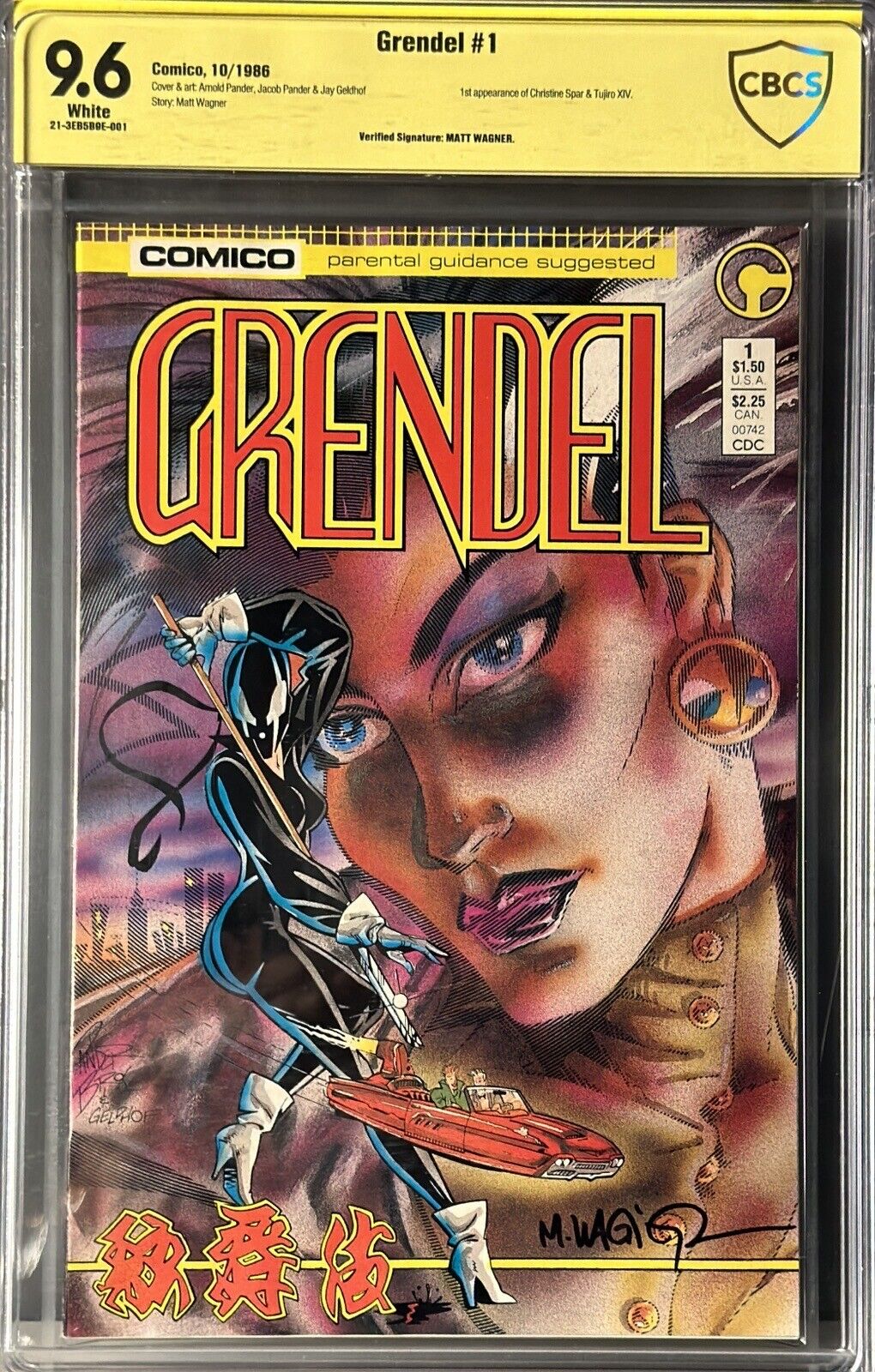 Grendel #1 CBCS 9.6 (1986) 1st appearance of Christine Spar. Signed Matt Wagner