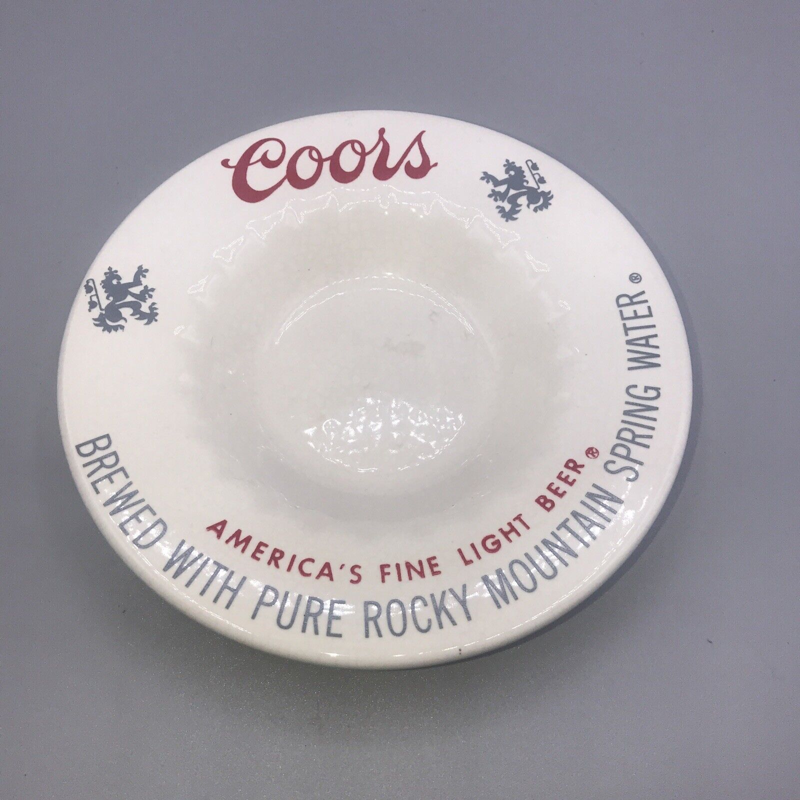 Vintage Coors Light Beer Ceramic Ashtray Barware Decor