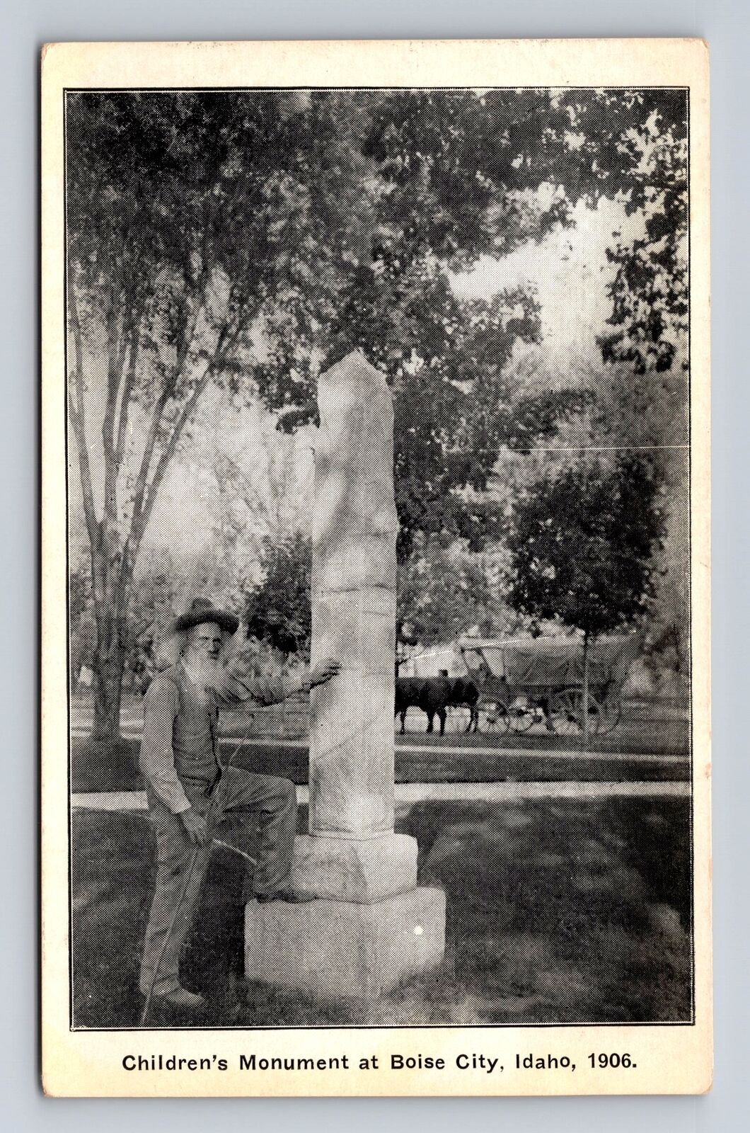 Boise City ID-Idaho, Children's Monument, Antique, Vintage Souvenir Postcard