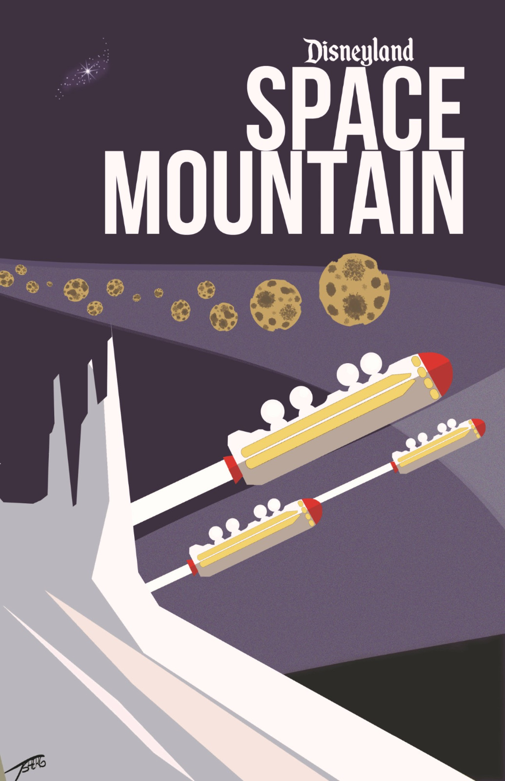 Space Mountain Minimalist Style Poster 11x17 Magic Kingdom Disneyland