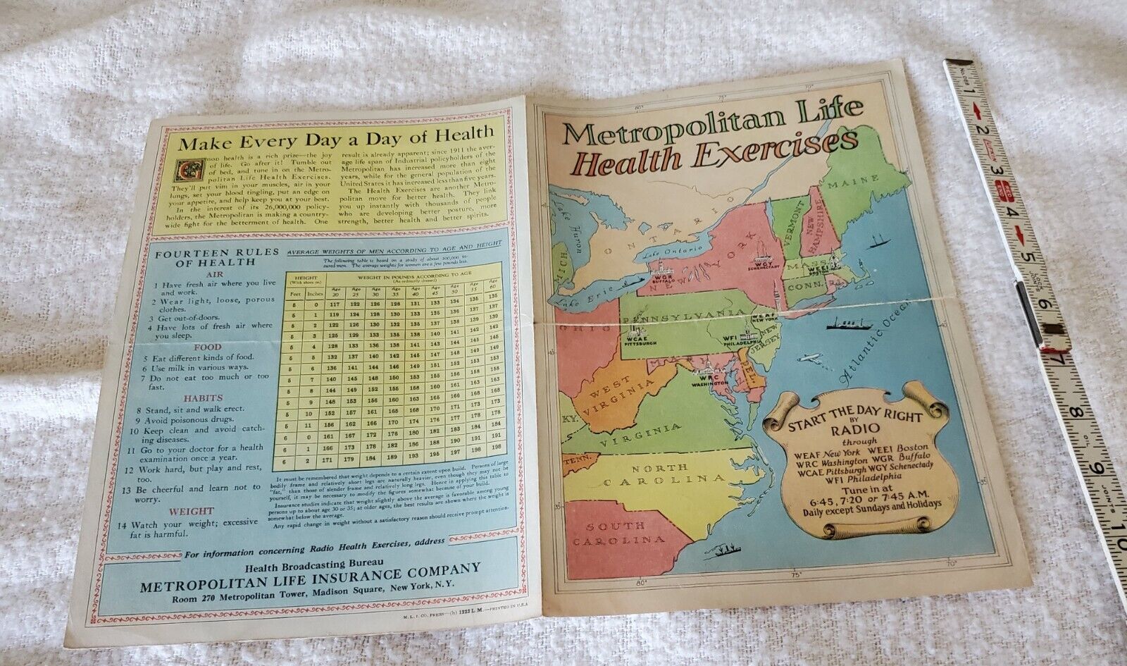 1928 COLORFUL BROCHURE: METROPOLITAN LIFE HEALTH EXCERCISE PROGRAM: F+