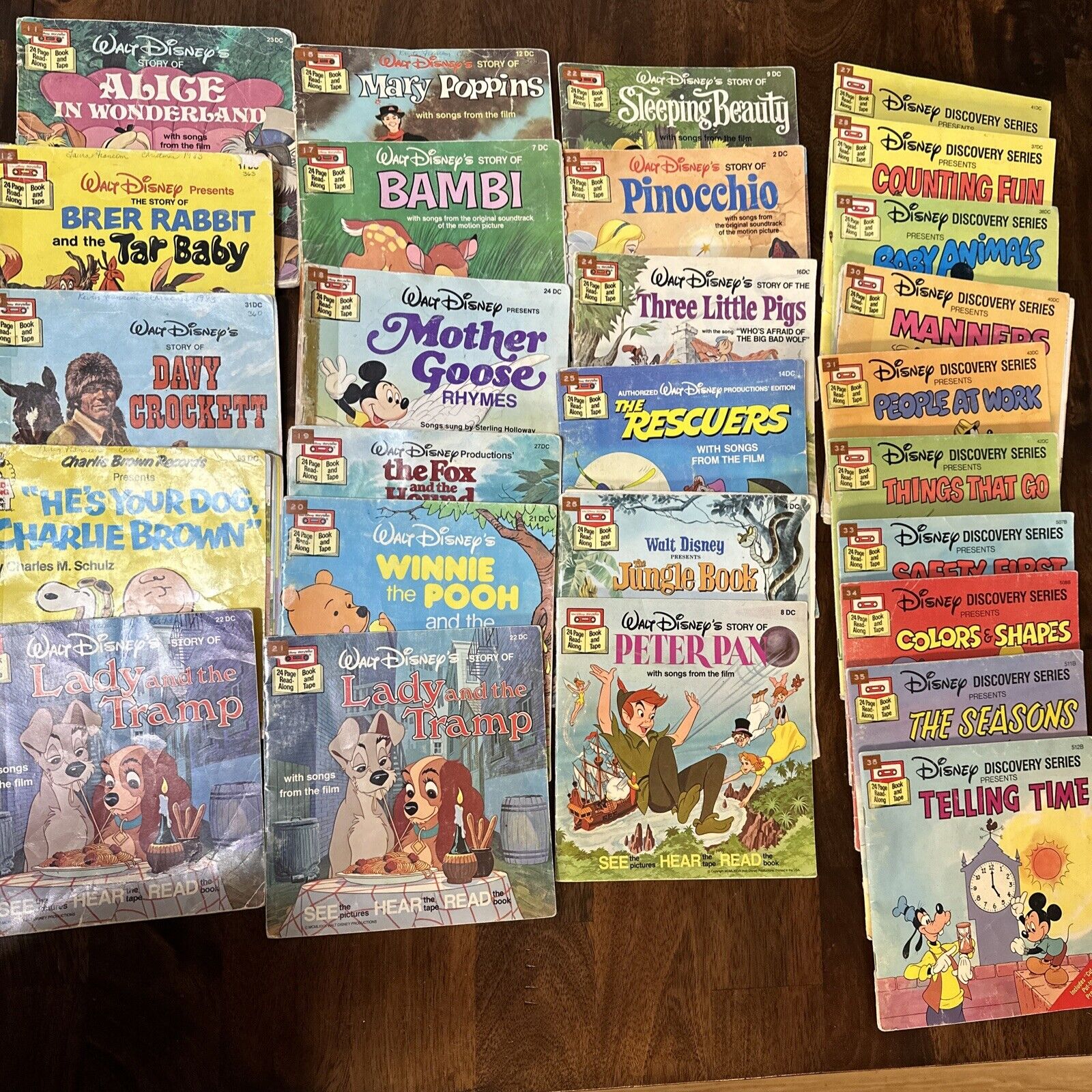 LOT Of Walt Disney Read-Along Books And Cassette Tape and Discovery Series Set