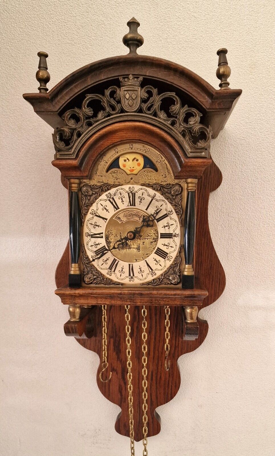 Warmink Sallander Clock Moon Phase 8 Day Vintage Dutch Oak Spares Repairs