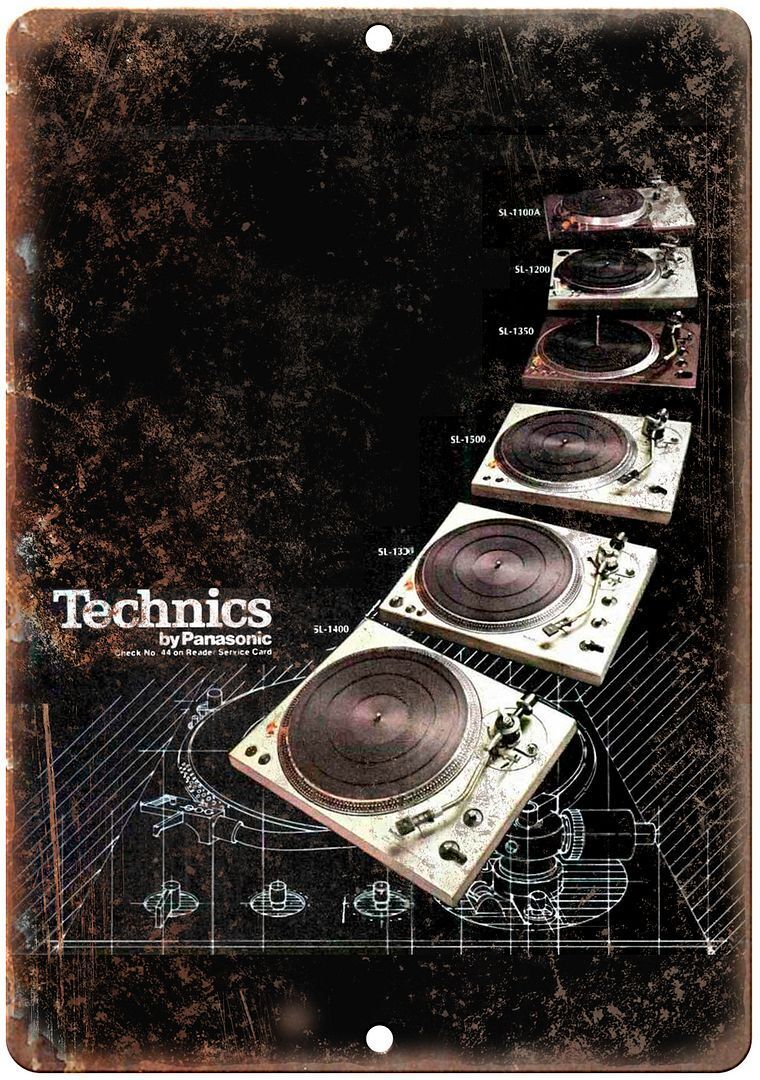 Technics Turntable SL DJ Ghetto Blaster Vintage Reproduction  Metal Sign D115