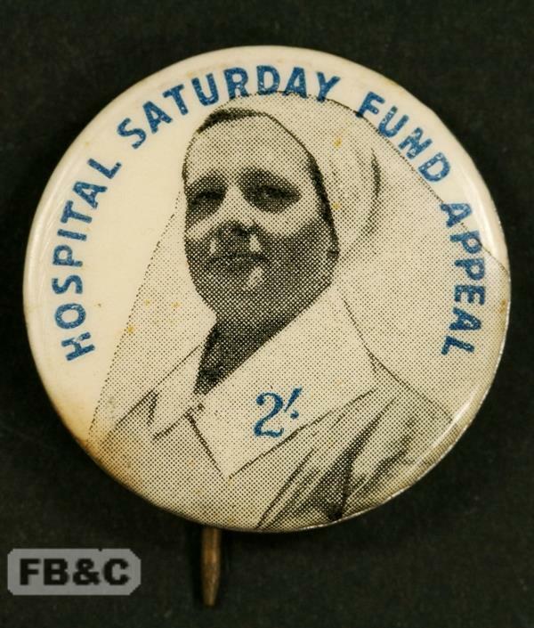 c1950s Hospital Saturday Fund Appeal 2/- Pin Badge