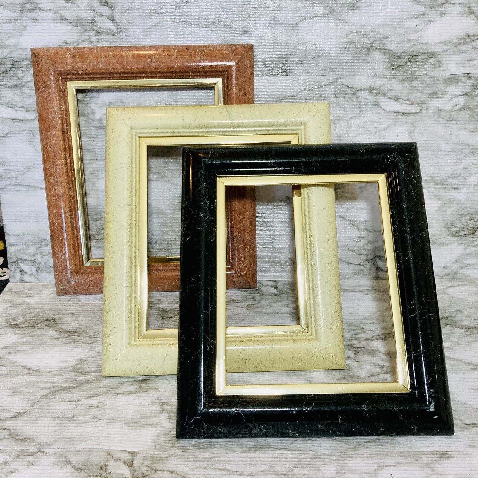 Vintage 1980’s 12”x14” Solid Wood With Vein Design Wall Frames For 8”x10” Photo