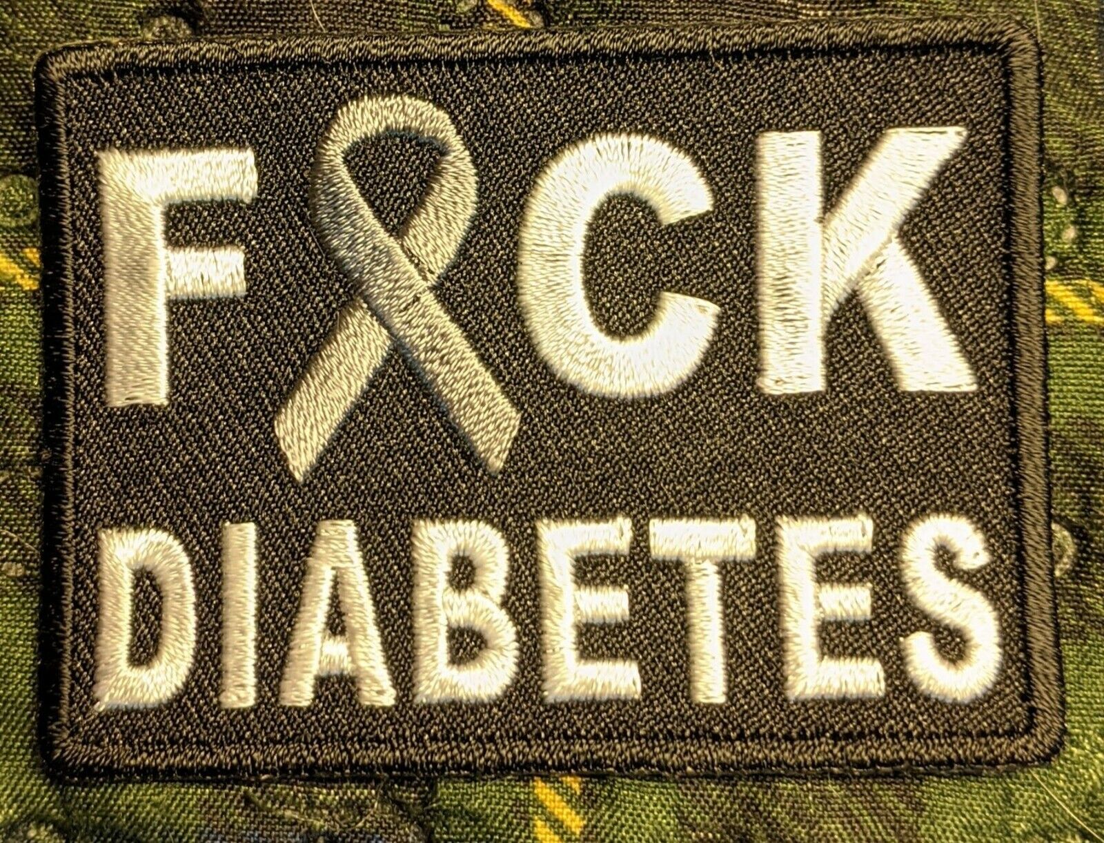 F DIABETES Biabetes Awareness Ribbon Embroidered Biker Patch