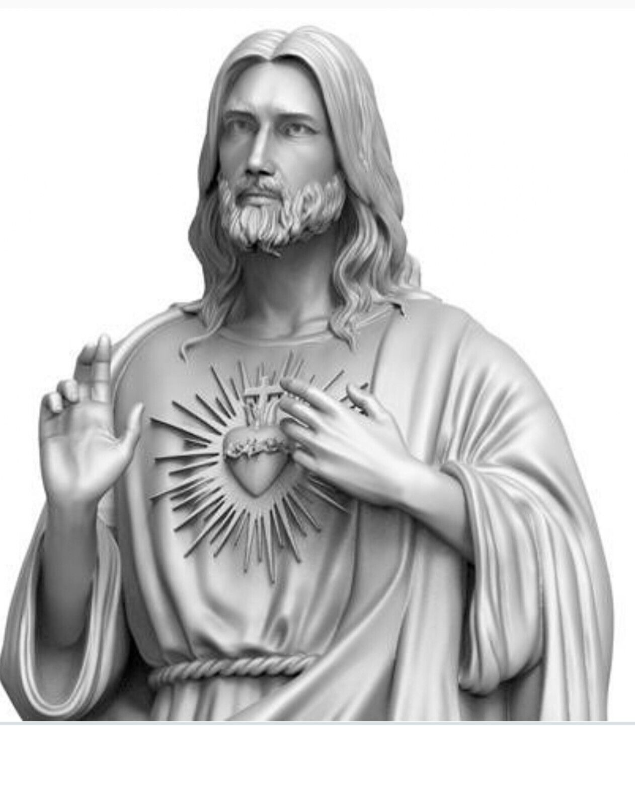 Jesus Christ Sacred Heart ❤️ Statue in White PLA