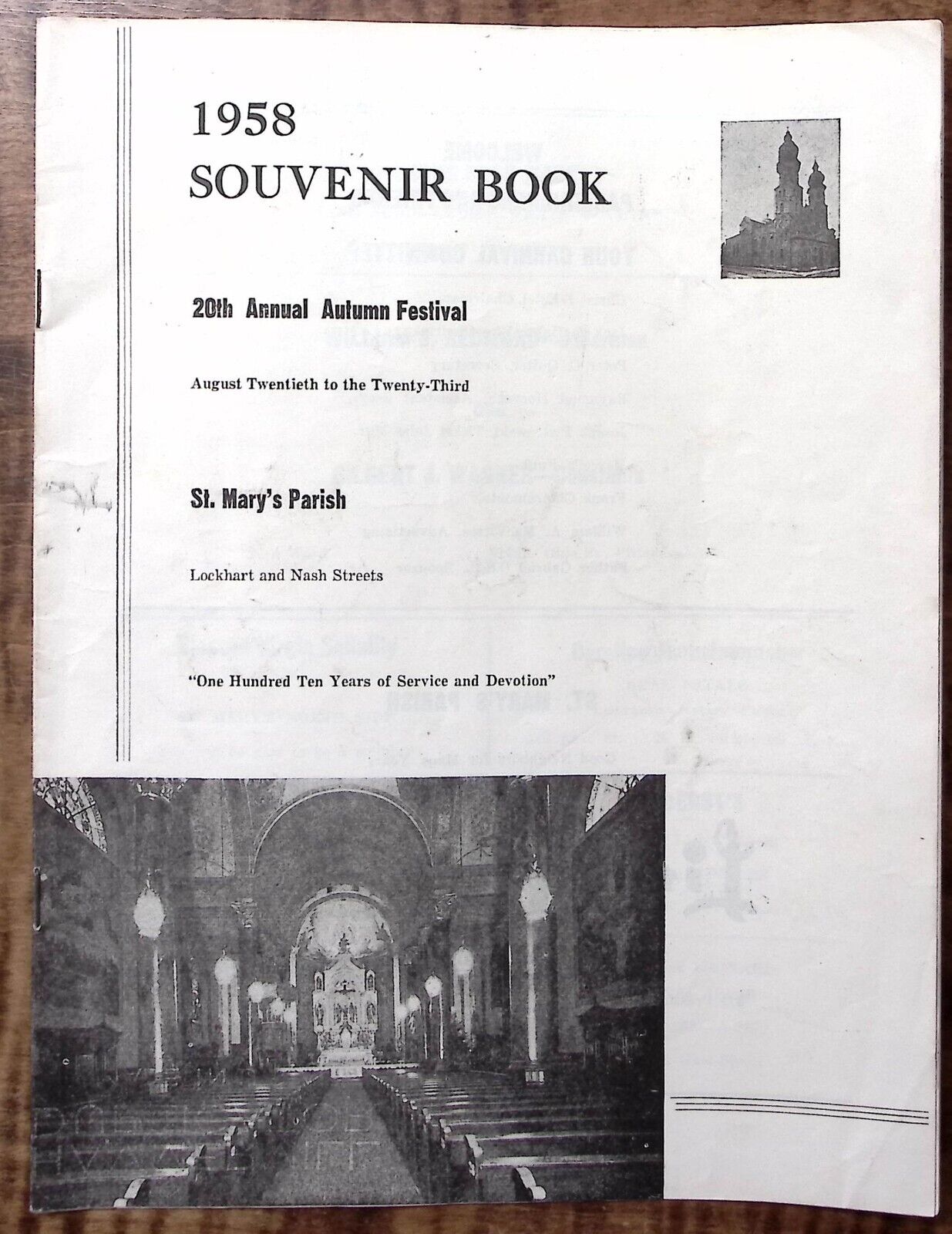 1958 PITTSBURGH PA ST MARY'S PARISH SOUENIR BOOK 20th  AUTUMN FESTIVAL Z5264