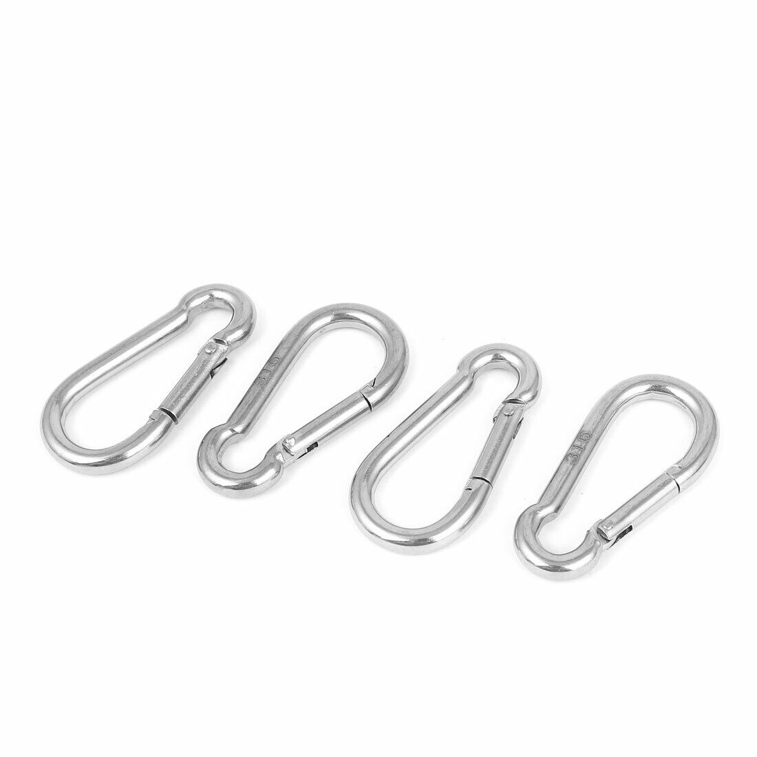 50mm x 25mm x 5mm 316 Stainless Steel Spring Carabiner Snap Hooks 4PCS