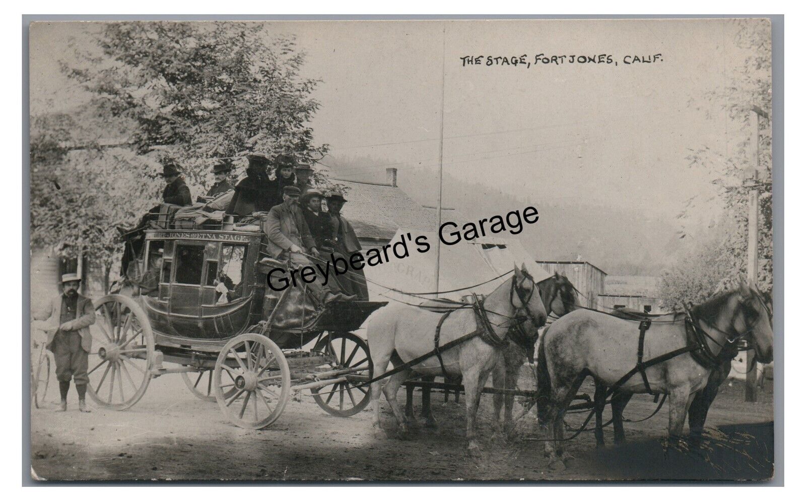 RPPC Etna Stage Stagecoach Ft FORT JONES CA Siskiyou County Real Photo Postcard