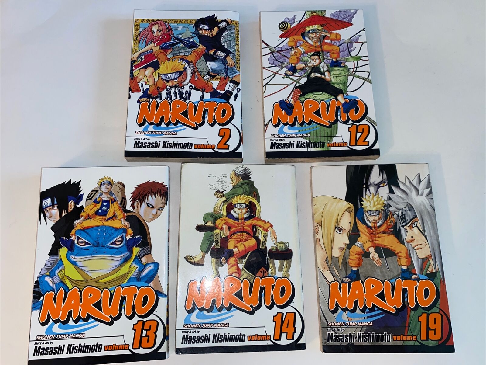 Lot of 5 Shonen Jump Masashi Kishimoto NARUTO Volumes #2 #12-14 & #19 Manga