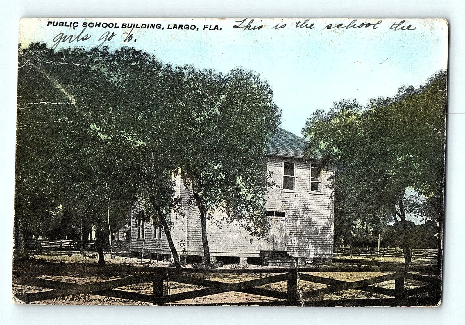 Public School Building Largo Florida 1914 Antique Postcard E3