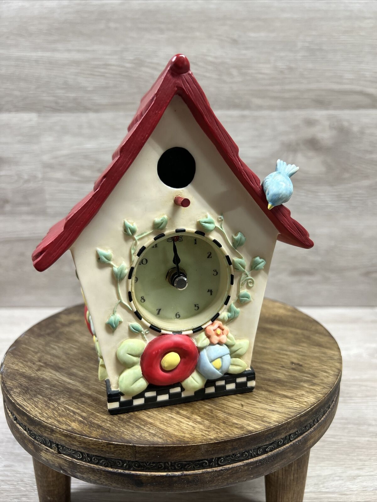 Mary Engelbreit Cottage Birdhouse Battery Clock In Working Condition CUTE