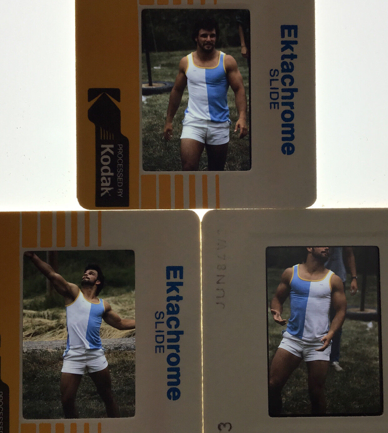 1984 Hottest Brunette Action Sports Barefoot Candid Photo Slides Gay Interest H7