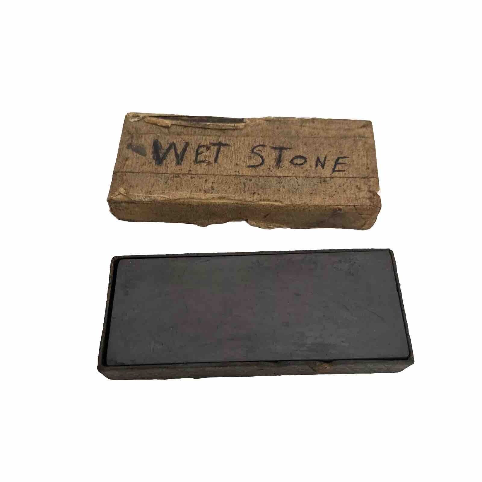 Vintage Wet Stone Knife Sharpening Stone In Original Box 
