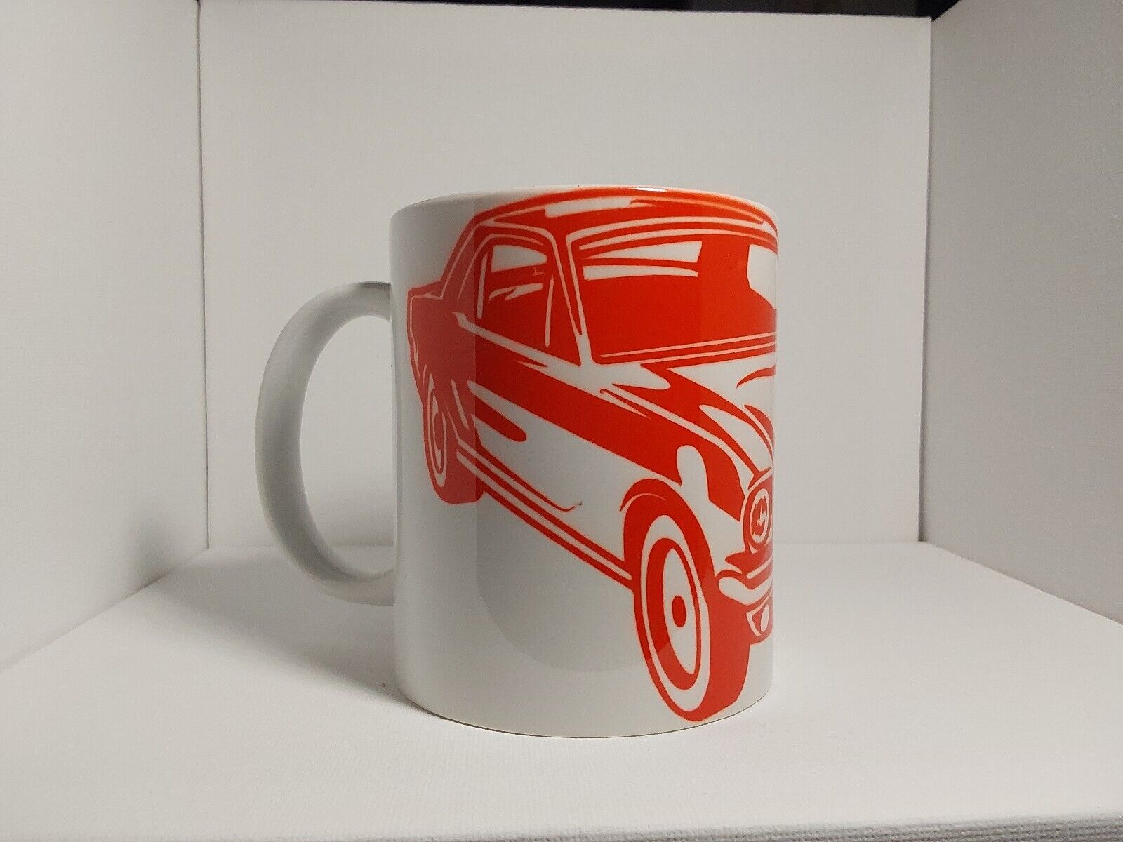 Handmade - Mustang Muscle Car Coffee Mug - Red wrap around design -Perfect Gift