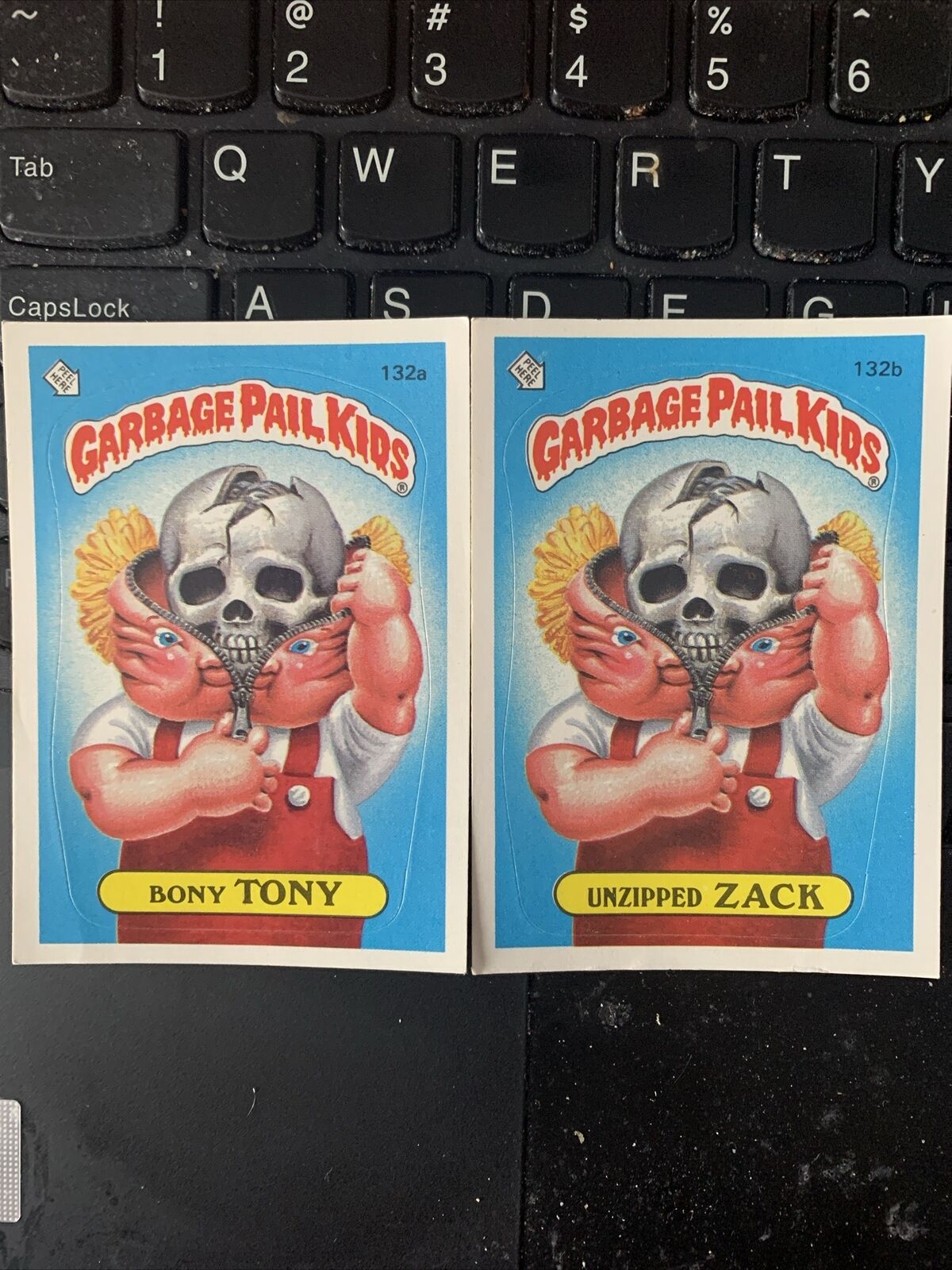 Unzipped ZACK and Bony Tony 1986 Topps Garbage Pail Kids Series 4 #132a And 132b