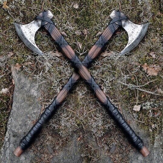 Pair Of Forged One-Handed Viking Battle Axe | The Ragner Nordic Axe, Battle Axe
