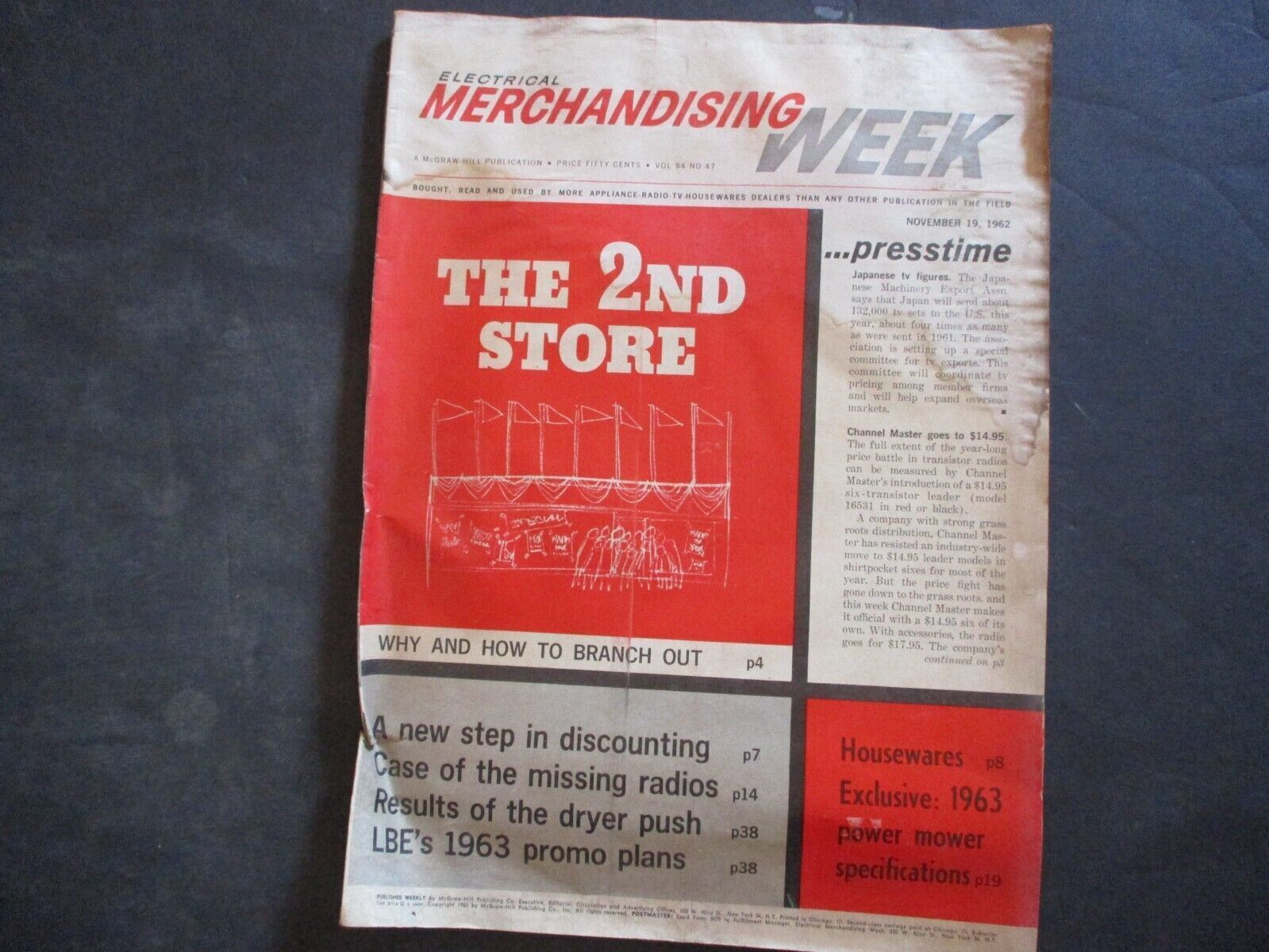 November 19, 1962 Electrical Merchandising Week vintage newspaper vol. 94 no. 47