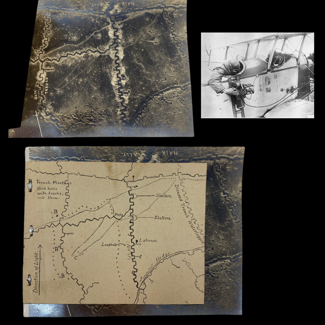 RARE 1916 WWI Somme Offensive Battle of Ancre Trench Aerial Photograph and Map