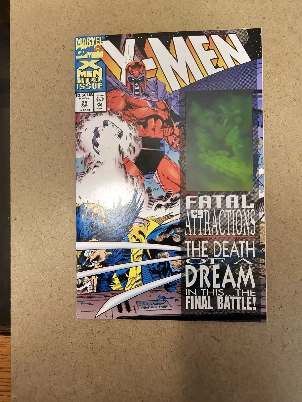 X-Men #25 NM Magneto Removes Wolverine's Adamantium Gambit Hologram Marvel 1993