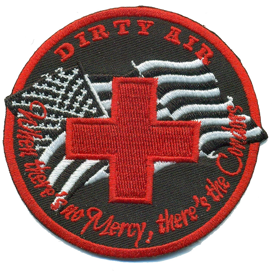 MARINE CORPS HMH-464 DIRTY AIR ITX BLACK RED HOOK LOOP EMBROIDERED JACKET PATCH
