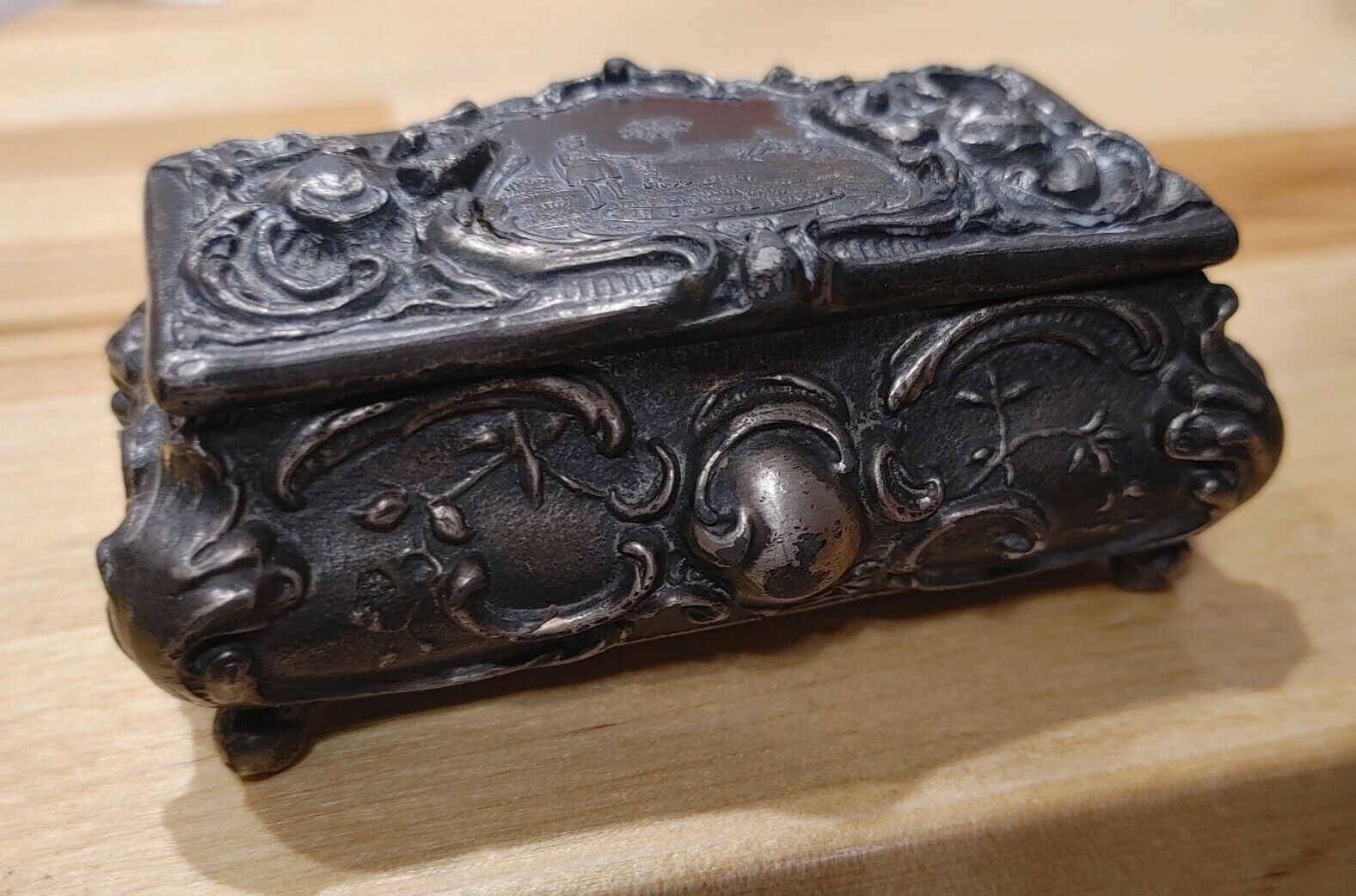 Antique art nouveau trinket ring box kronheim & oldenbusch seal of florida
