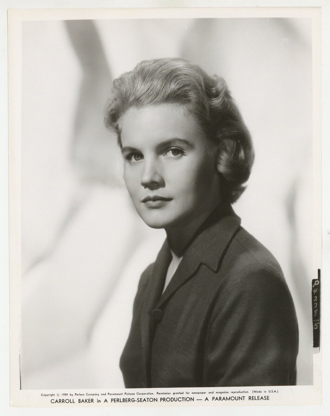 Carroll Baker 1959 Original Paramount Pictures Portrait Photo Actress Star J9864