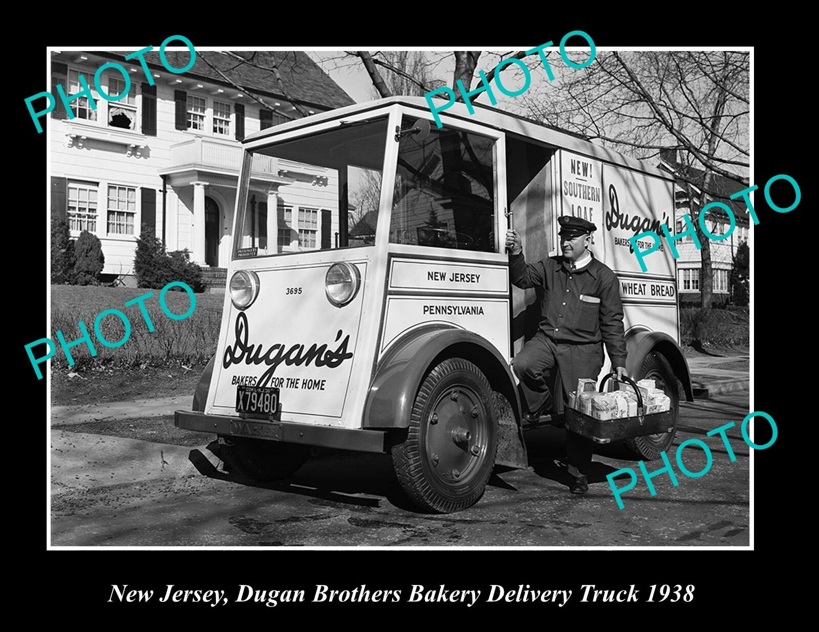 OLD 8x6 HISTORIC PHOTO OF NEW JERSEY DUGAN BROS BAKERY DELIVERY TRUCK c1938