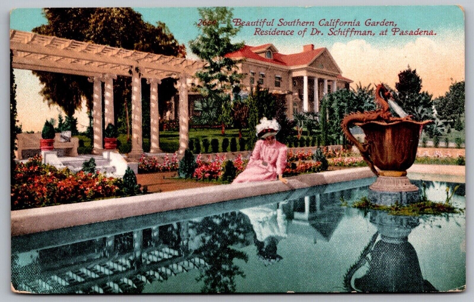 Southern California Garden Residence Dr Schiffman Pasadena Postcard