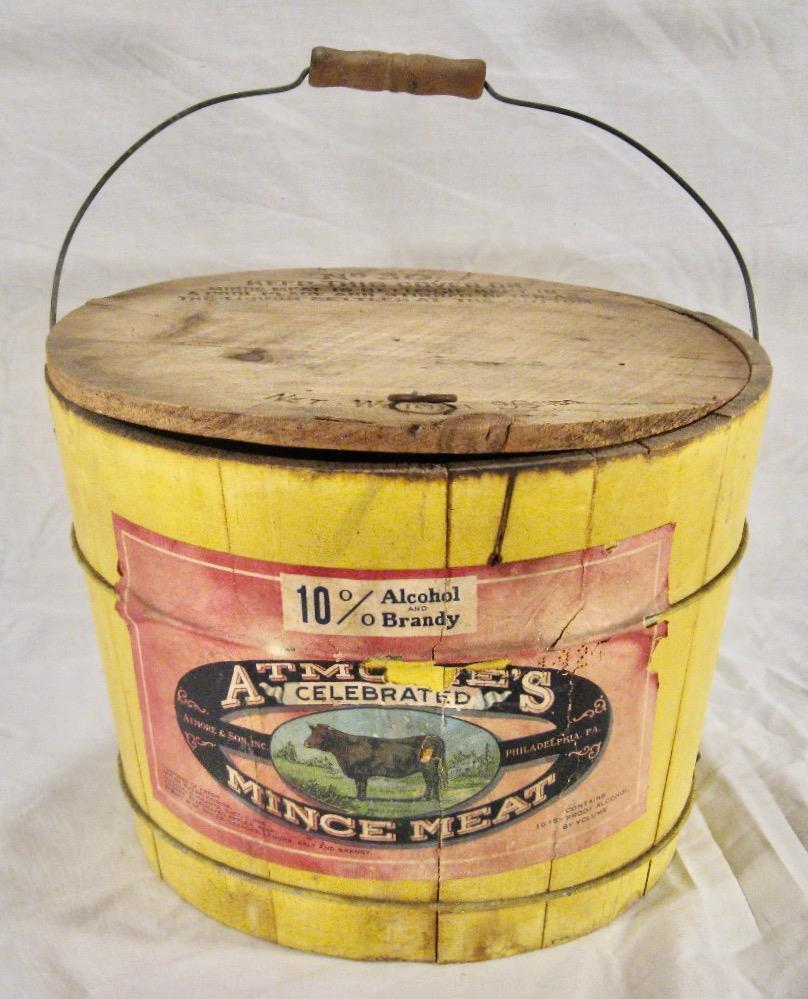 Atmore & Son Mince Meat Bucket Mincemeat Philadelphia PA Wooden Antique (O2) #1