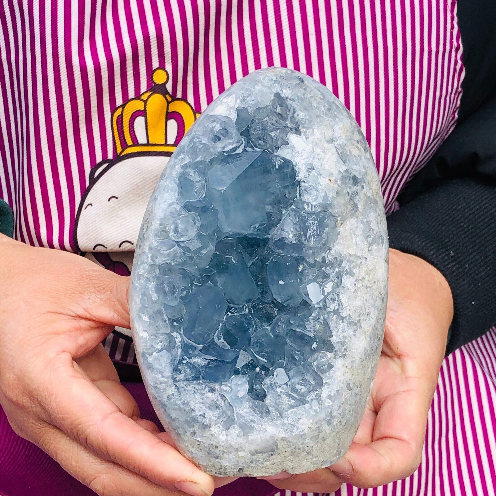 3.71LB Natural Beautiful Blue Celestite Crystal Geode Cave Mineral Specimen 116