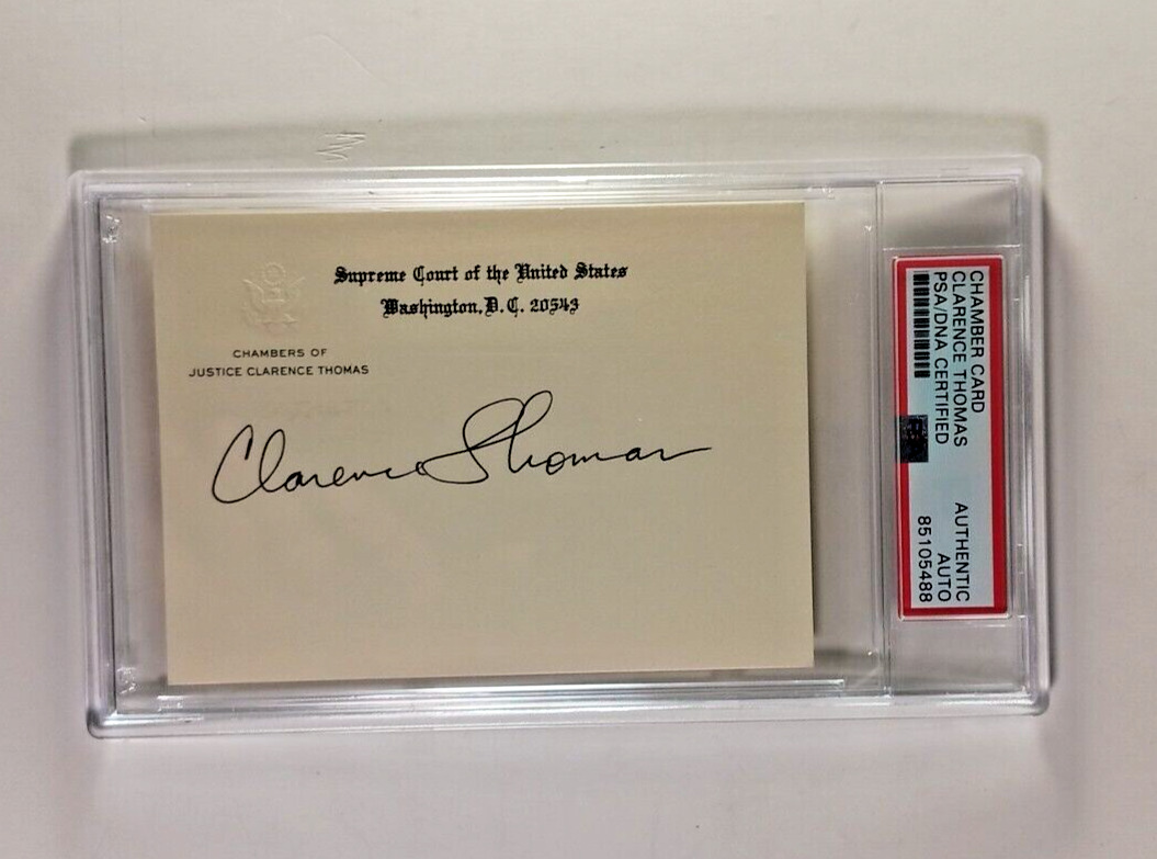 CLARENCE THOMAS HAND SIGNED SUPREME COURT CHAMBERS CARD     RARE     PSA SLABBED