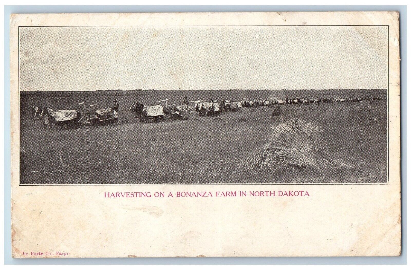 North Dakota Postcard Harvesting  Bonanza Farm Exterior c1905 Vintage Antique