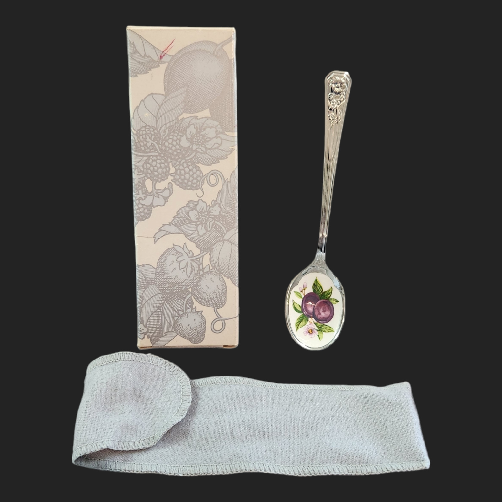 New in Box Vintage Avon 1982 Nature\'s Best Collectors Jelly Spoon Plum