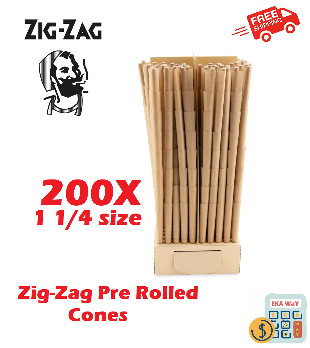 Zig-Zag 1 1/4 Size Unbleached Pre rolled Cones 200 Cones 