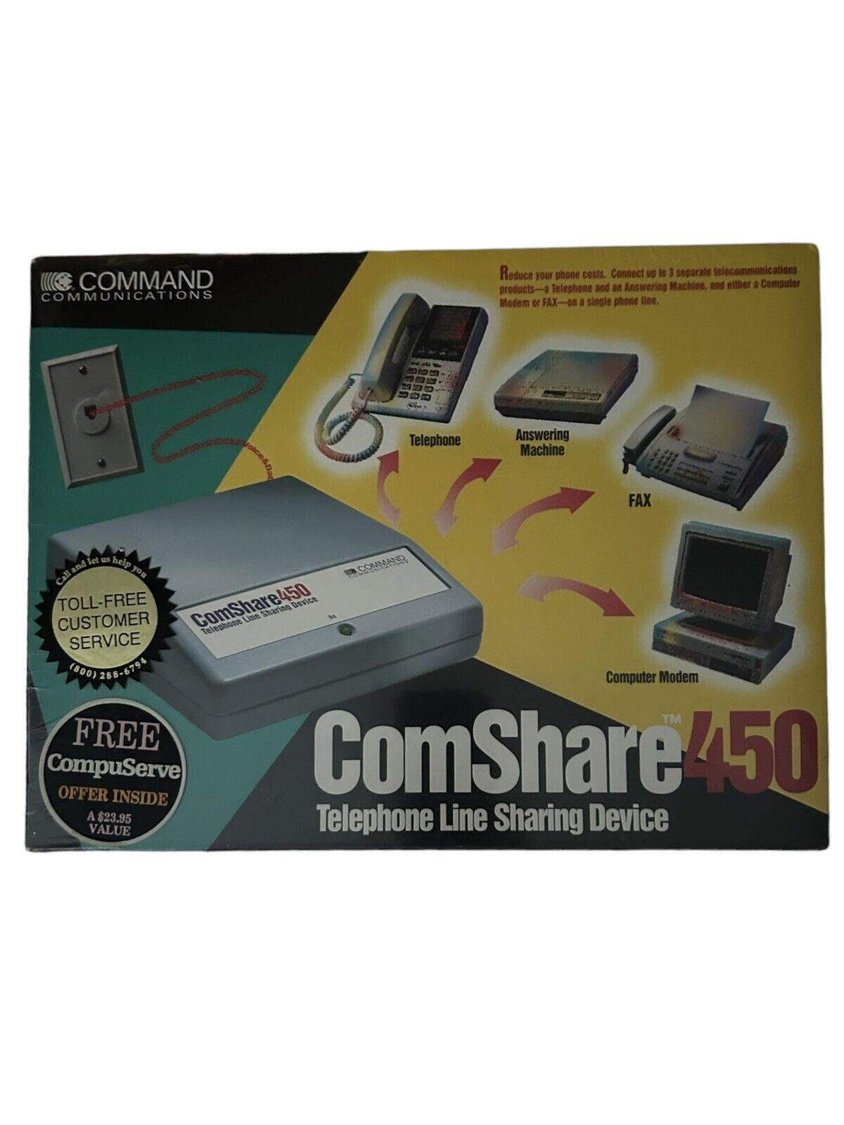 Vintage Comshare 450 Telephone Line Sharing Device Command Communications Sealed