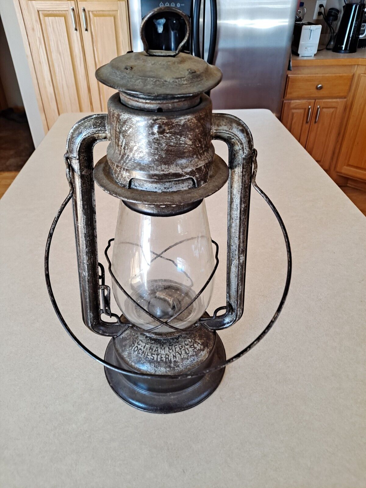 C. T. Ham Mfg. No. 2 Cold Lantern Bubble Glass Globe Antique Vintage Lantern