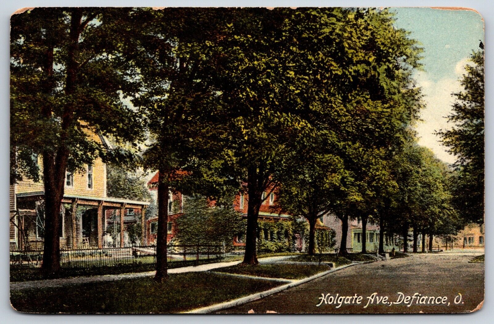 Postcard Holgate Ave., Street View, Defiance, Ohio Posted