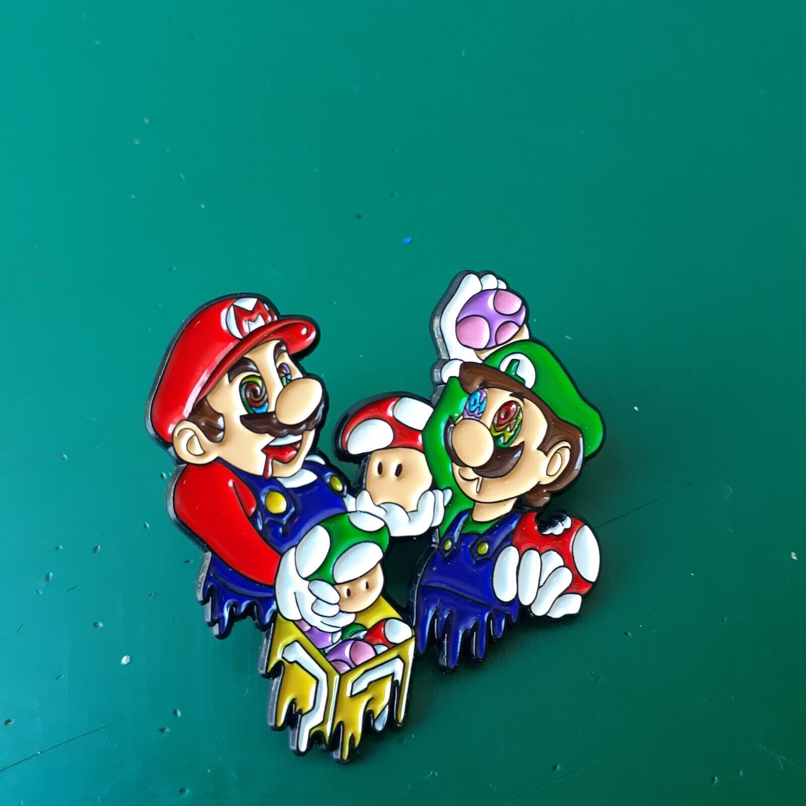Mario Luigi magic mushroom shrooms boomers magic tripping hat pin