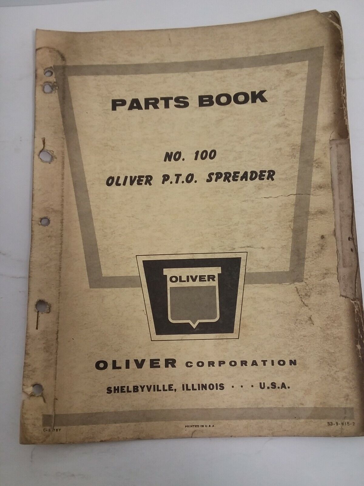 Oem Oliver no. 100 pto Spreaders  Parts Book  