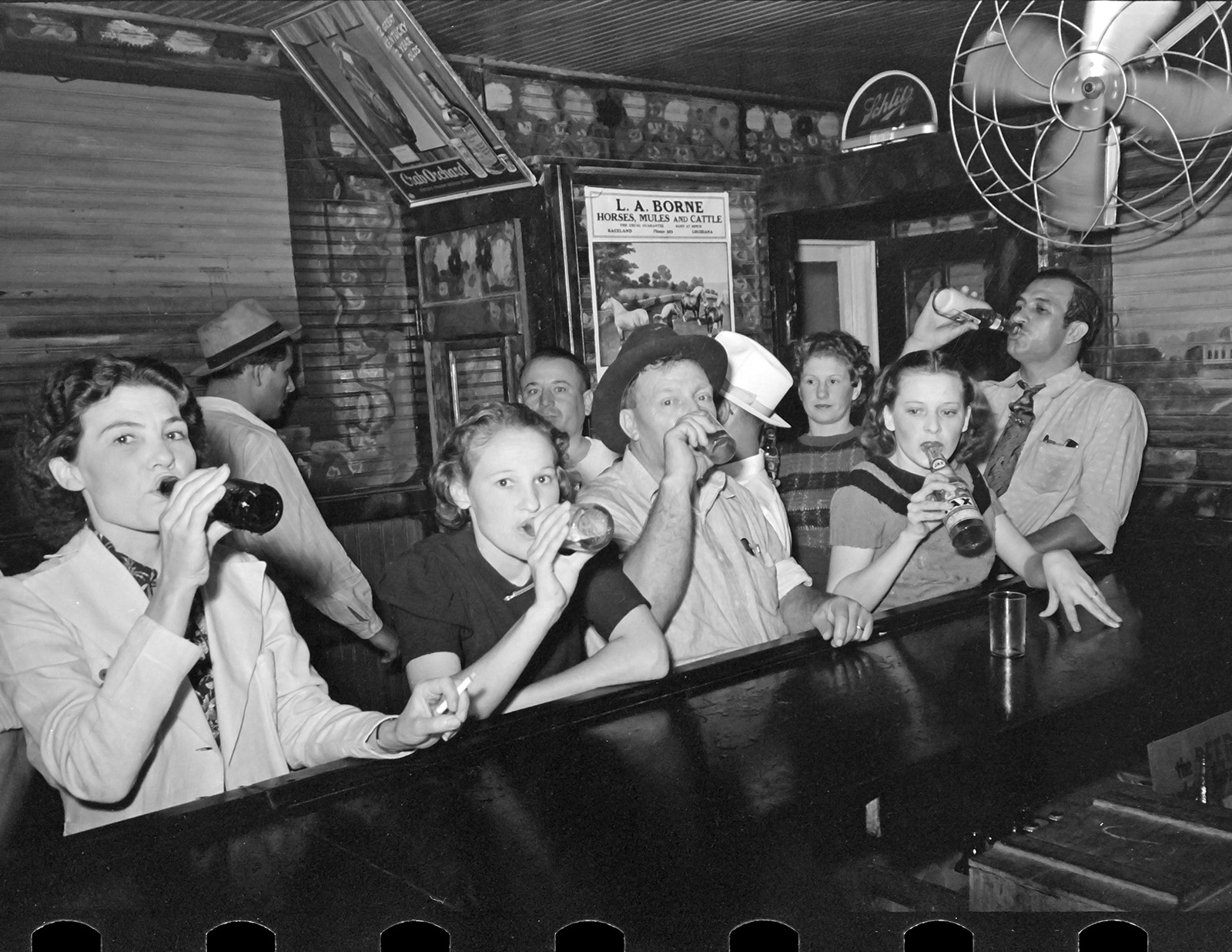 1938 Drinking Beer, Raceland, Louisiana Vintage/ Old Photo 8.5\