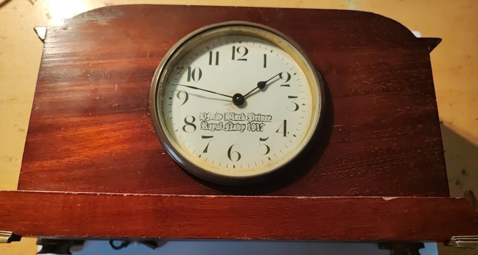 WW1 HMS Black Prince Royal Navy 1917 wind up antique clock in working order