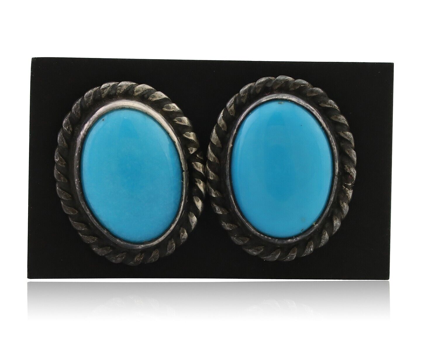 Navajo Cufflinks 925 Silver Native American Natural Turquoise C.80\'s