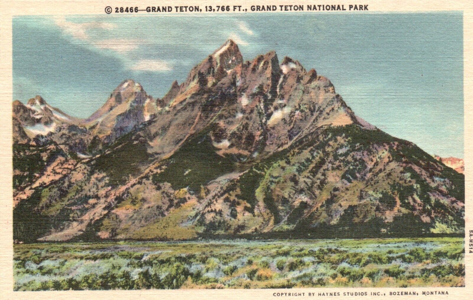 Postcard WY Grand Teton National Park Wyoming 1935 Linen Vintage PC H3183