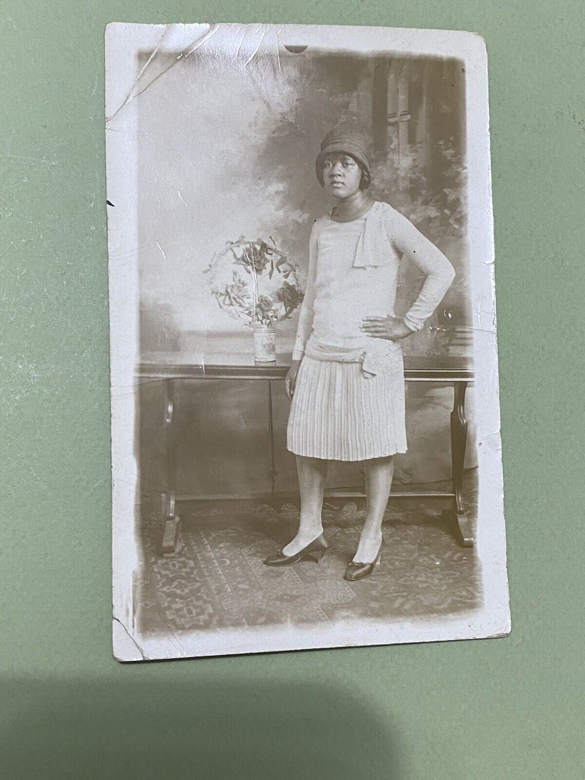 Vintage 1910s Real Photo Pretty Fashionable African American Woman RPPC
